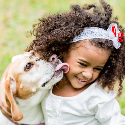 Little girl and puppy Little girl and puppy